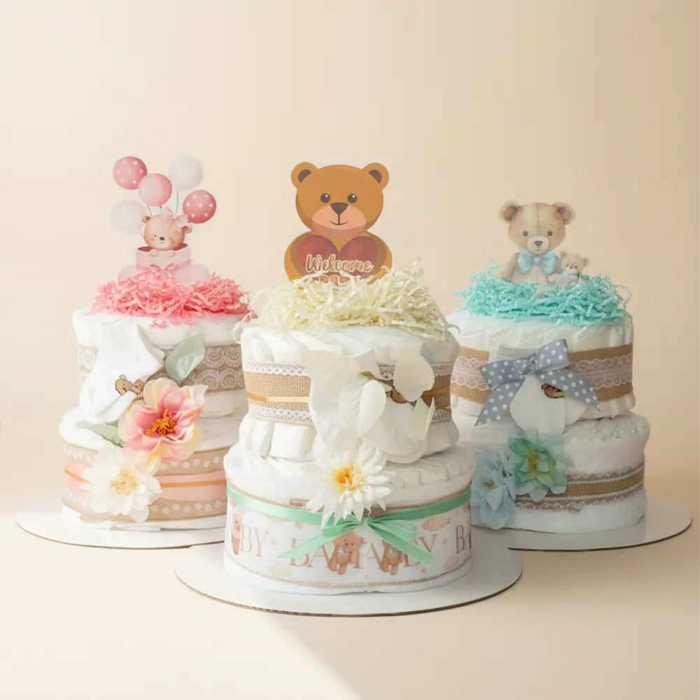 Blekager i blå, lyserød og neutral farve i mellem størrelse håndlavet