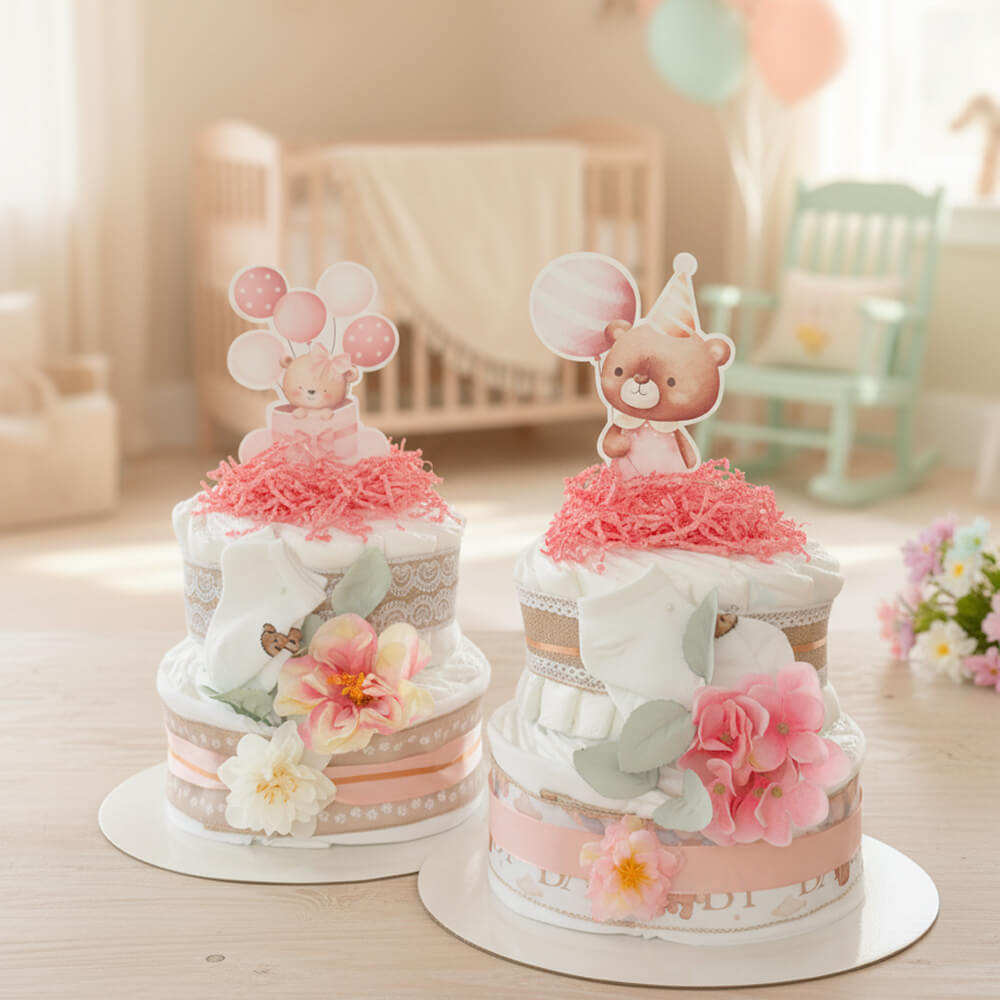 Mellem blekage i røde og rosa farver som gave til den kommende mor